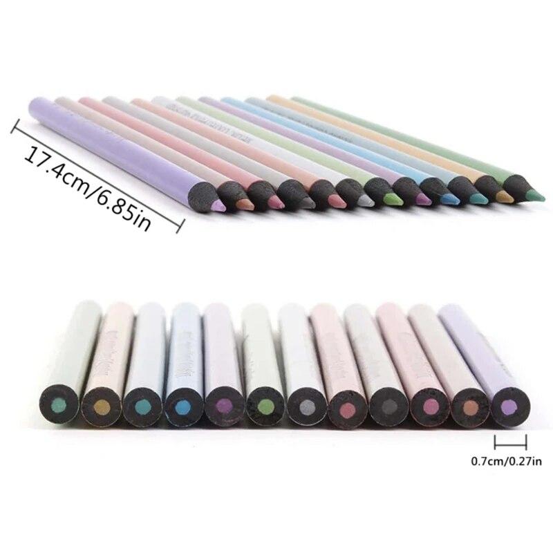 12 Color Metallic Colored Pencils Drawing Sketching Collection Painting Coloring Colour Pencils Profession Art Supplies for Artist