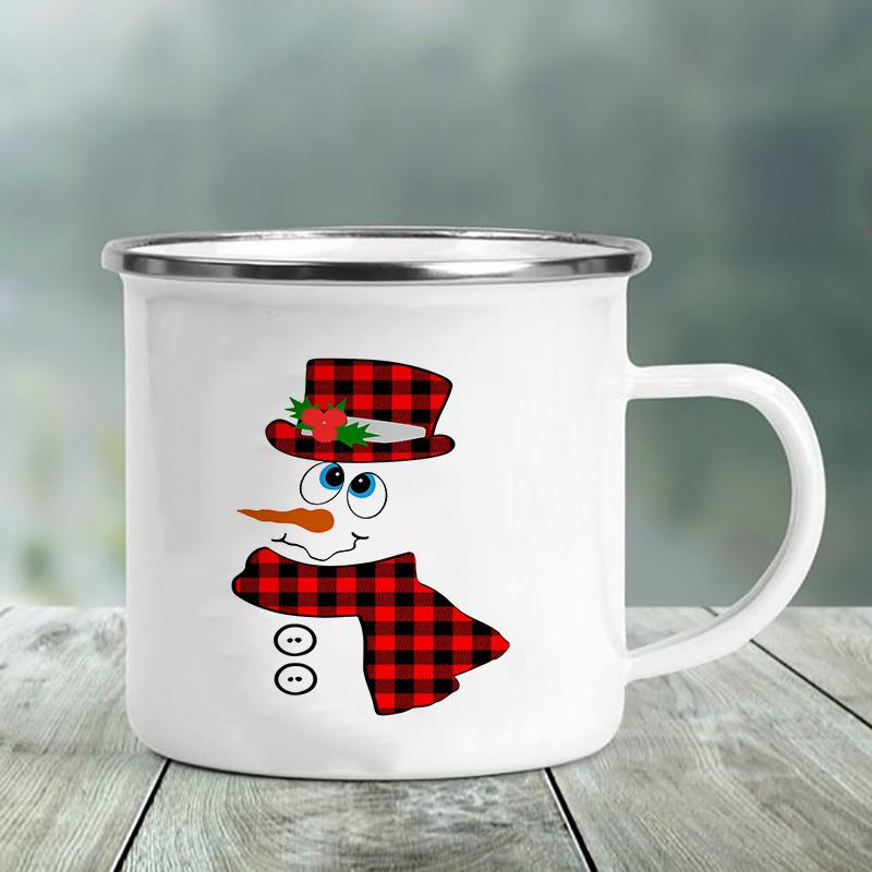 Panda Bear Unicorn Animals Print Creative Enamel Mug Coffee Tea Drinks Dessert Milk Cup Kawaii Mugs Handle Drinkware Kids Gifts