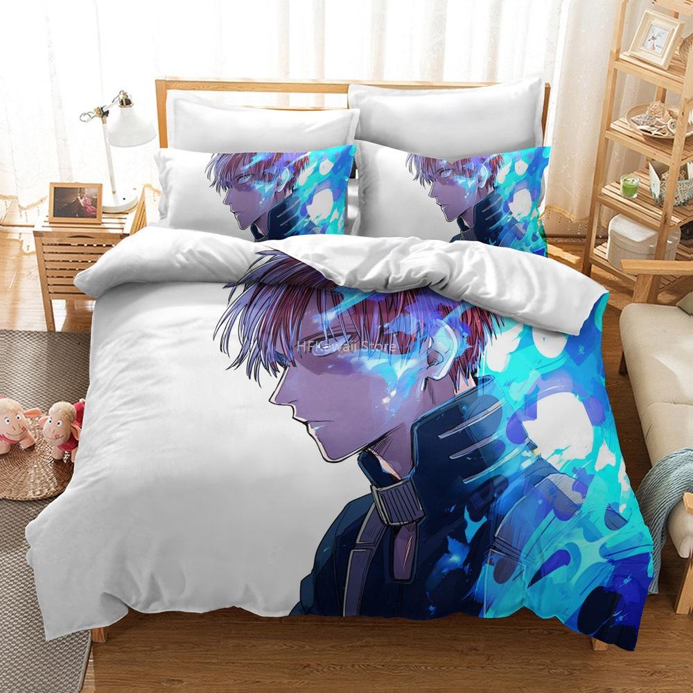 

Cartoon My Hero Academia 3d Bedding Set Boys Girls Adult Duvet Cover Pillowcases Midoriya Izuku Todoroki Shouto Bed Linen Sets 135x200cm