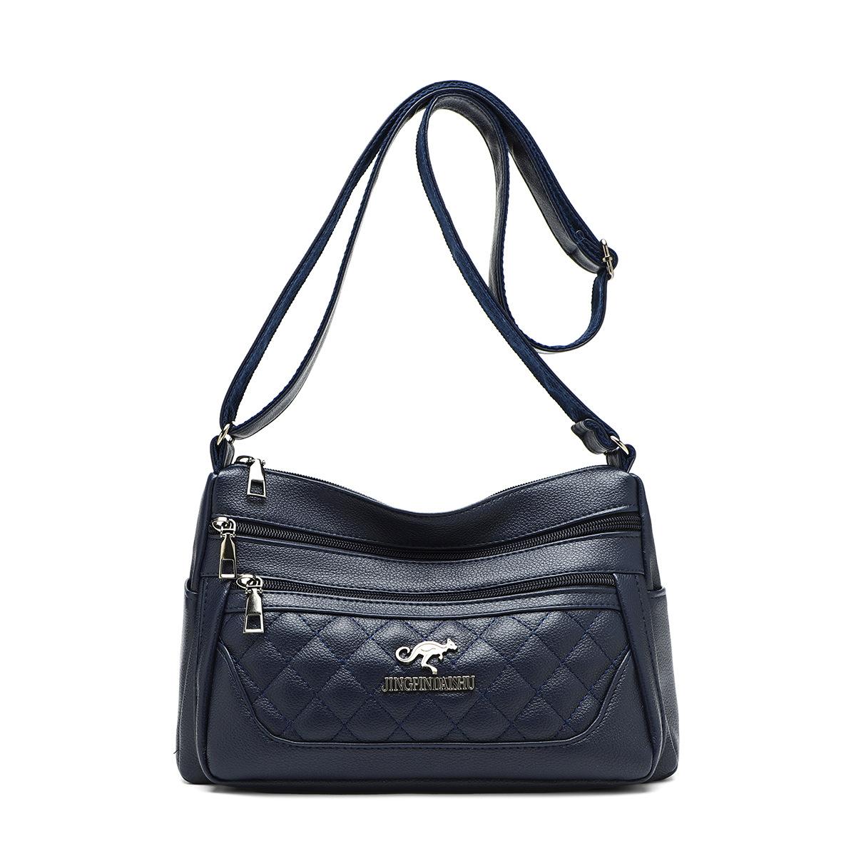 

Embroidered Diamond Grid PU Single Shoulder Crossbody Women s Bag синий