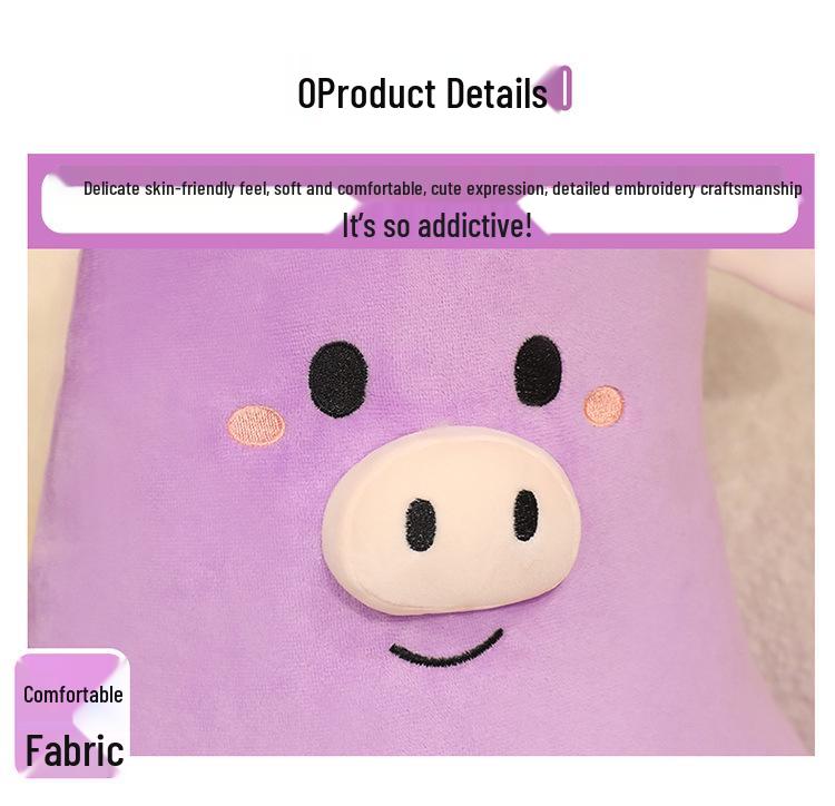 Eggplant Piggy Doll Long Hug Pillow for Kids - Sleeping, Soothing, Back Support Cushion