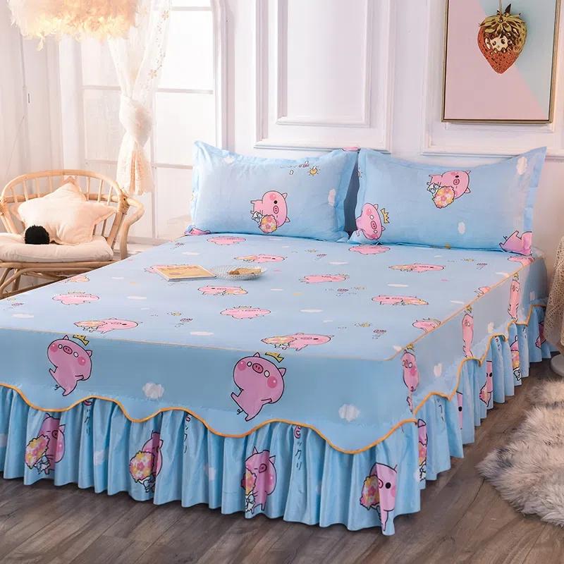 Buy Bed Sheet Cotton Lace Skirt Elastic Fitted Double Bedspread