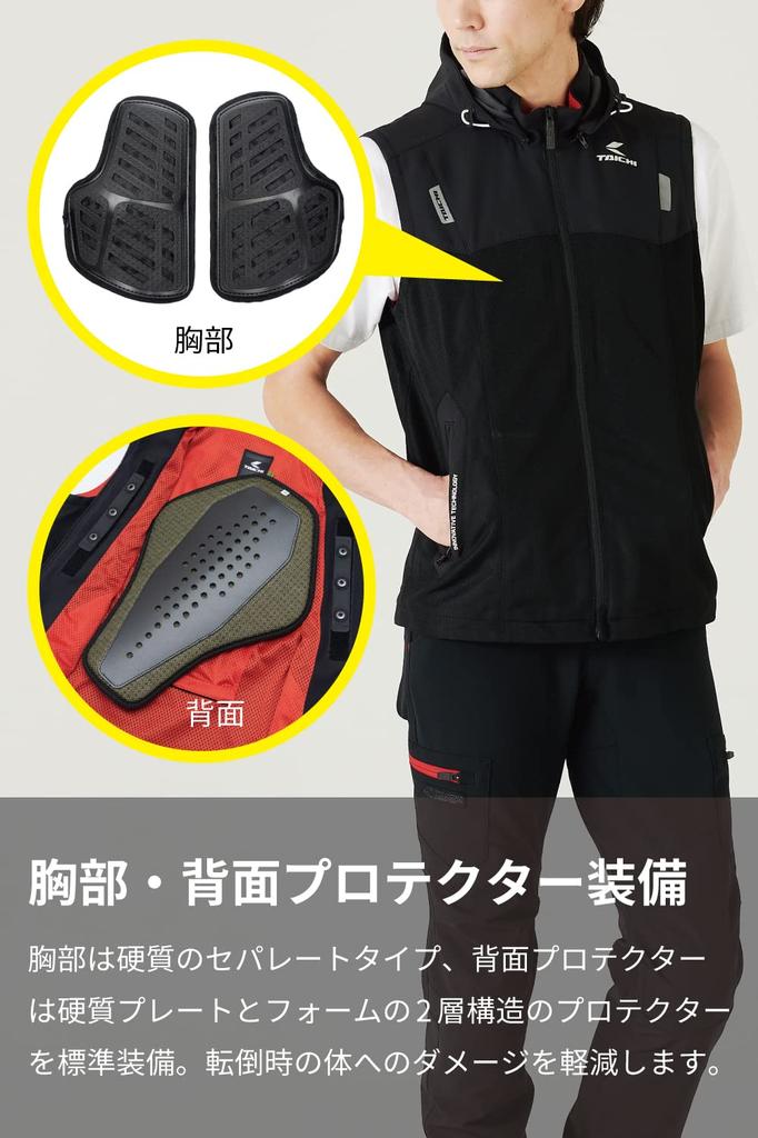 RS TAICHI Motocyklová prodyšná síťovaná vesta s chrániči hrudníku a zad RSJ337 ČERNÁ XL Celoroční, vestavěné chrániče,