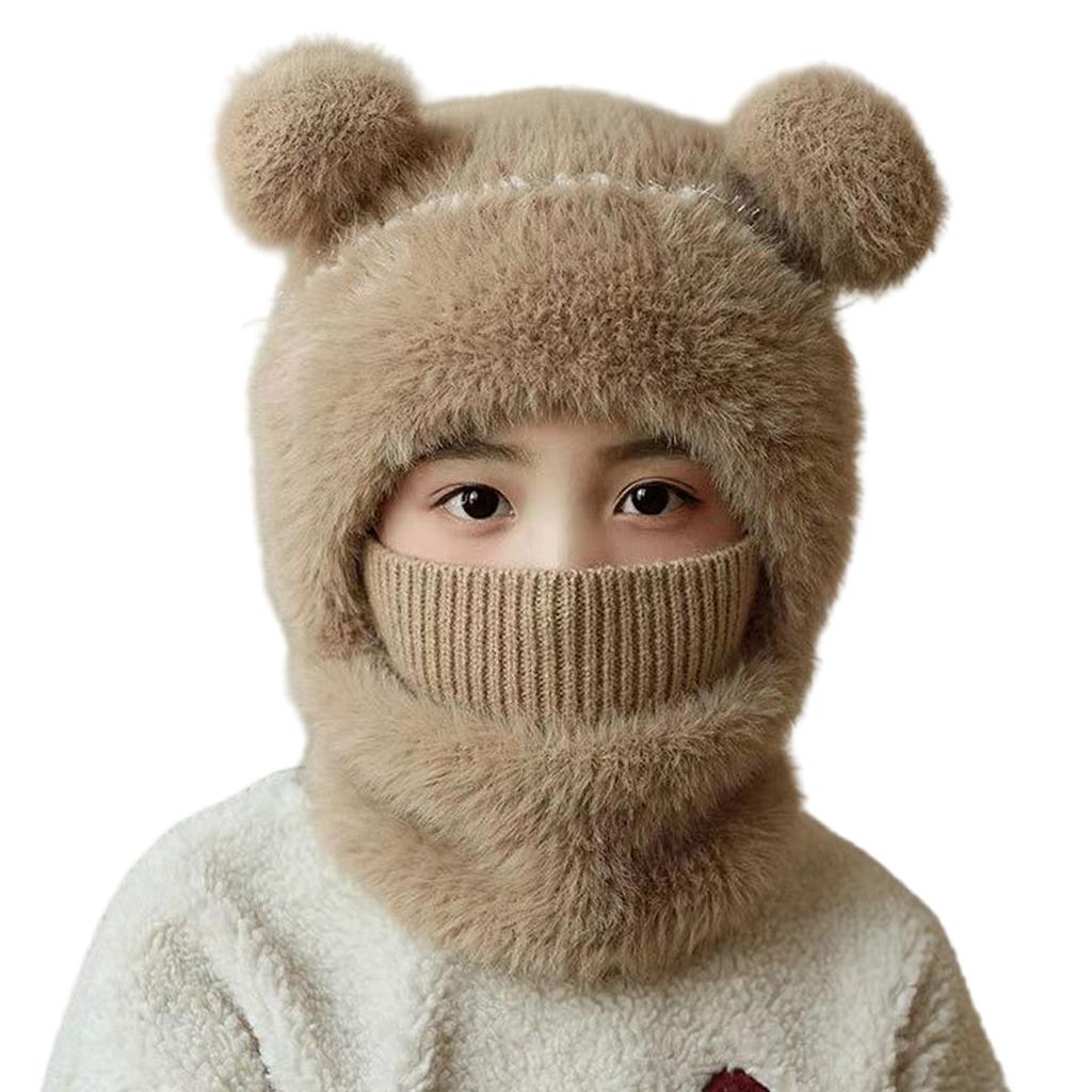 Dětská větruodolná čepice šála s dílem zakrývajícím obličej Útulná bambulka čepice pro malé chlapce a dívky Zimní outdoorová nezbytnost