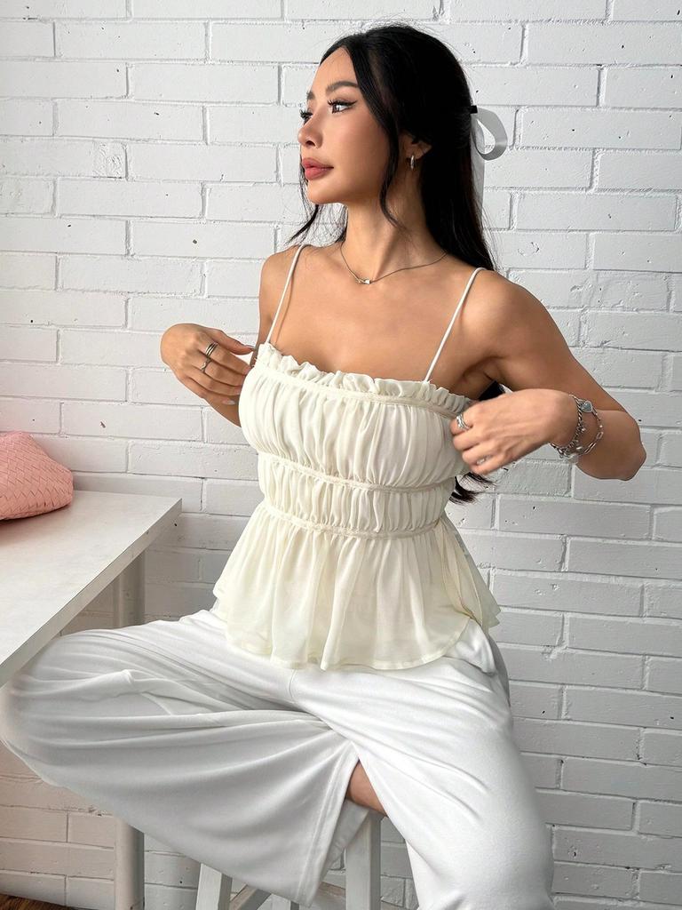 Summer Dress Set Vacation Style Slim Fit Sexy Crop Top with Ruffles High Waist