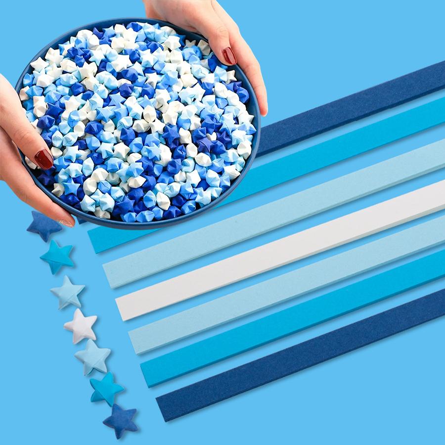 

540pcs Star Origami Paper Gradient Color Folding Strips Lucky Blessing Gift DIY Handicraft Art Festival Party Indoor Decor XJM синий