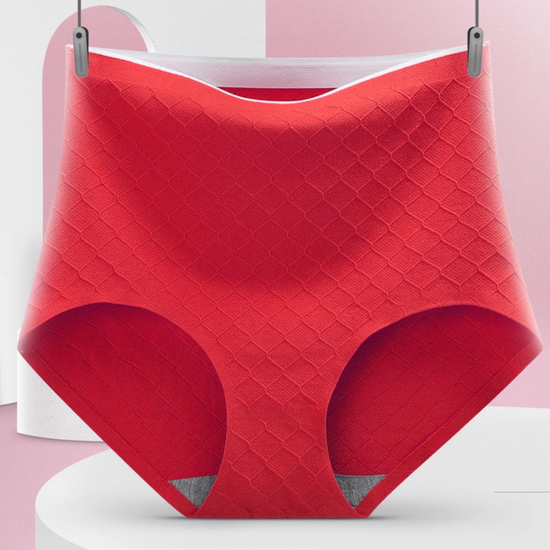 

Трусики женские хлопковые с высокой талией и ягодицами, бесшовные брюки, женские брюки L красный