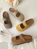 Fashion Women Clogs Cow Suede Leather Mules Slippers Lady Spring Summer Slip On Flats Female Beige Low-heeled Comfort New Girls Clogs