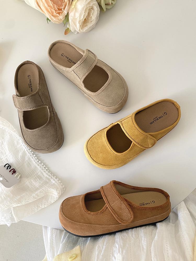 Fashion Women Clogs Cow Suede Leather Mules Slippers Lady Spring Summer Slip on Flats Female Beige Low-heeled Comfort New Girls Clogs