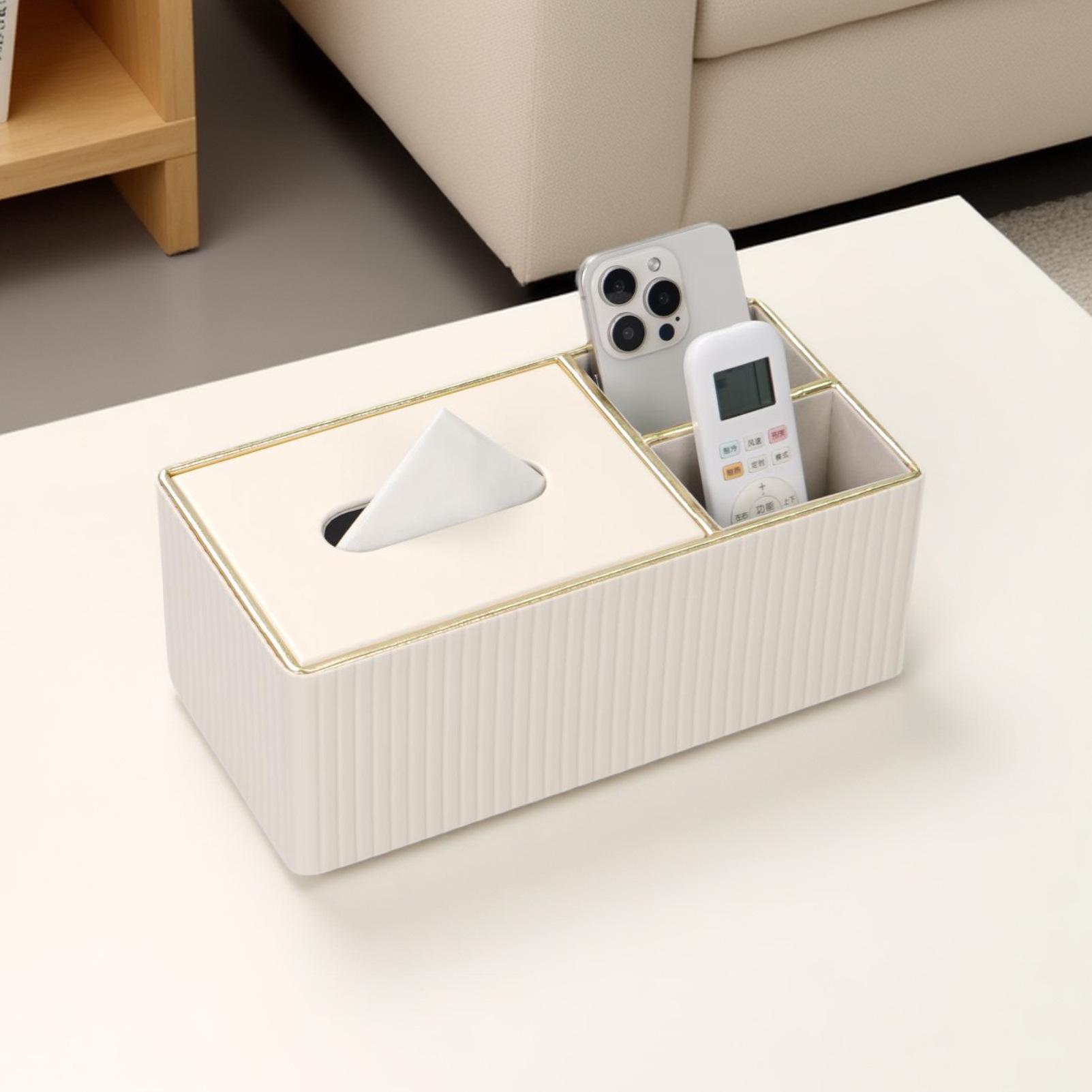 Modern Minimalist Remote Control Tissue Box: Multifunctional Luxury Dispenser for Dining or Coffee Table Double-slot Tissue Box белый