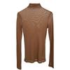 Women's Black Sheer Mesh Half-High Collar Long Sleeve Lace Top for Spring & Summer