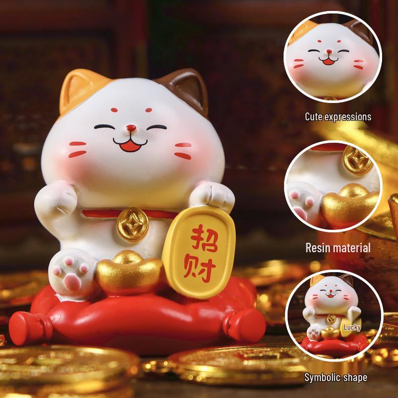 Blessings Beckoning Cat Blind Box: Wealth & Treasure Design Desktop Ornament Gift