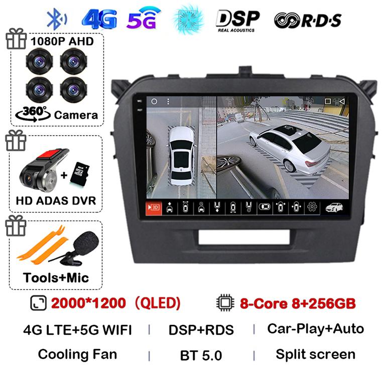 Android 14 Carplay Auto WIFI+4G For Suzuki Vitara 4 2017 2018 2019 2020 2021 2022 Car Radio Stereo Multimedia GPS Video Player