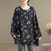 long sleeve Oversized cotton vintage floral Casual loose t shirt tops Women spring autumn t-shirt