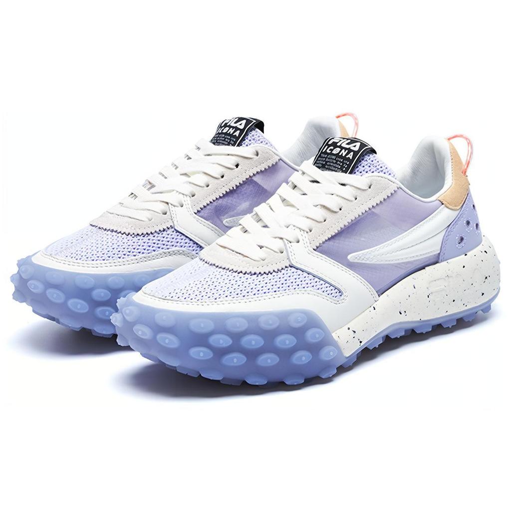 FILA Gara Fabric Two-Layer Cowhide Comfortable Low-Top Casual Shoes Women sneaker White Purple F12W223105FSB