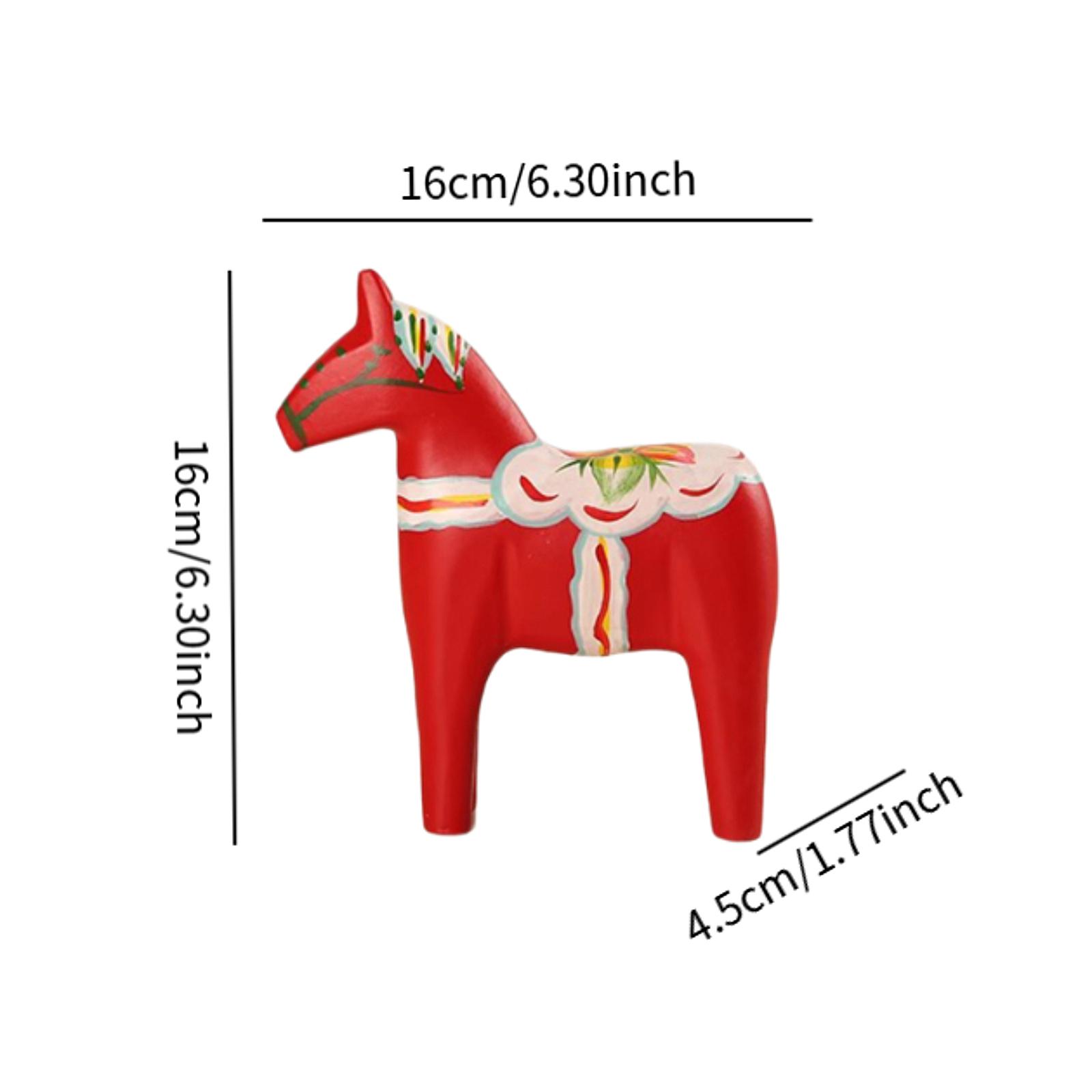 Wooden Dala Horse Ornament Hand Painted Nordic Decorative Horse Figurine Collection Home Decor Housewarming Gift