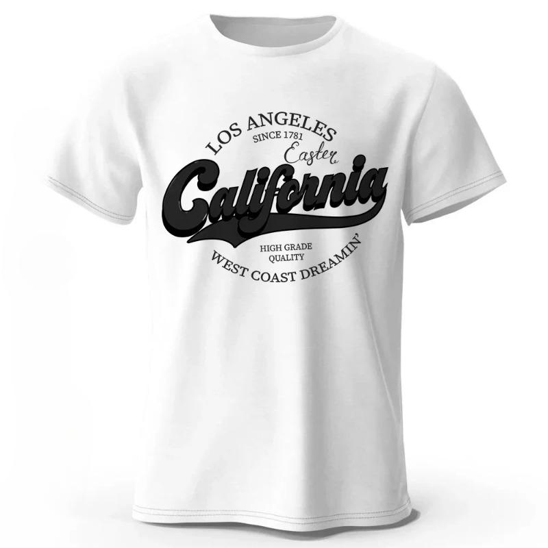 Summer Fashion Heavyweight Retro Men's English Letters 100% Cotton Printed Round Neck High-quality Casual Fitness Street T-shirt