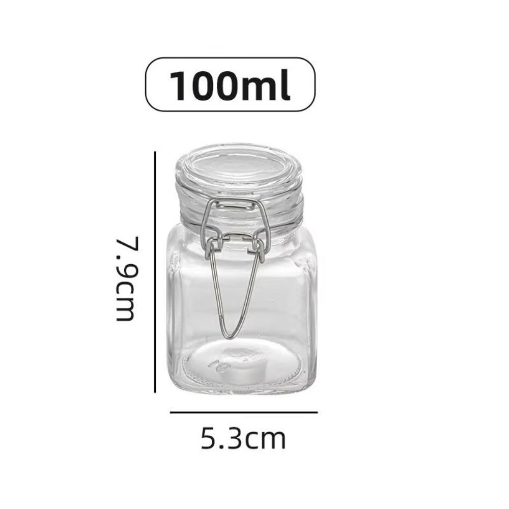 Borcan de sticlă sigilat 50/100ml Capac cu închidere ermetică Sticlă transparentă Sticlă pentru fructe conservate Gura largă Sigiliu cu clips din oțel inoxidabil