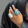 Vintage Irregular Smooth Resin Plastic Rings for Women New Trend Boho Geometric Finger Rings Aesthetic Party Jewelry