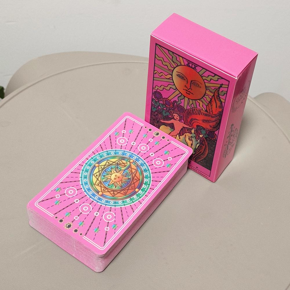 Pink Neon Tarot Deck 10.3*6cm - 78 Classic Rider-Waite Smith Cards Vibrant Trippy Design