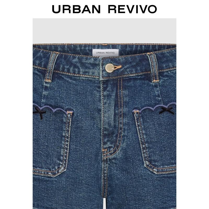 UR Women's Retro Washed Bow Denim Shorts