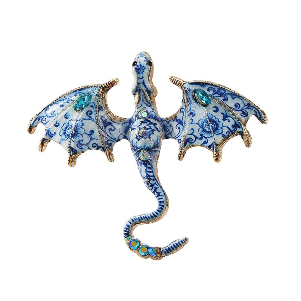 Zinc Zinc Zinc Alloy Crystal Wing Dragon Pin Colorful Rhinestone Animal Dragon Brooch Daily Wear