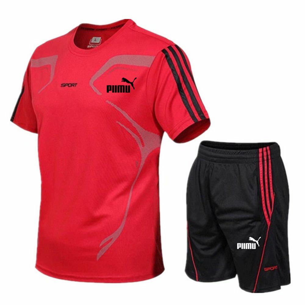 Conjunto deportivo de pantalón corto y camiseta de manga corta para hombre  comprar a buen precio — entrega gratuita, reseñas reales con fotos — Joom