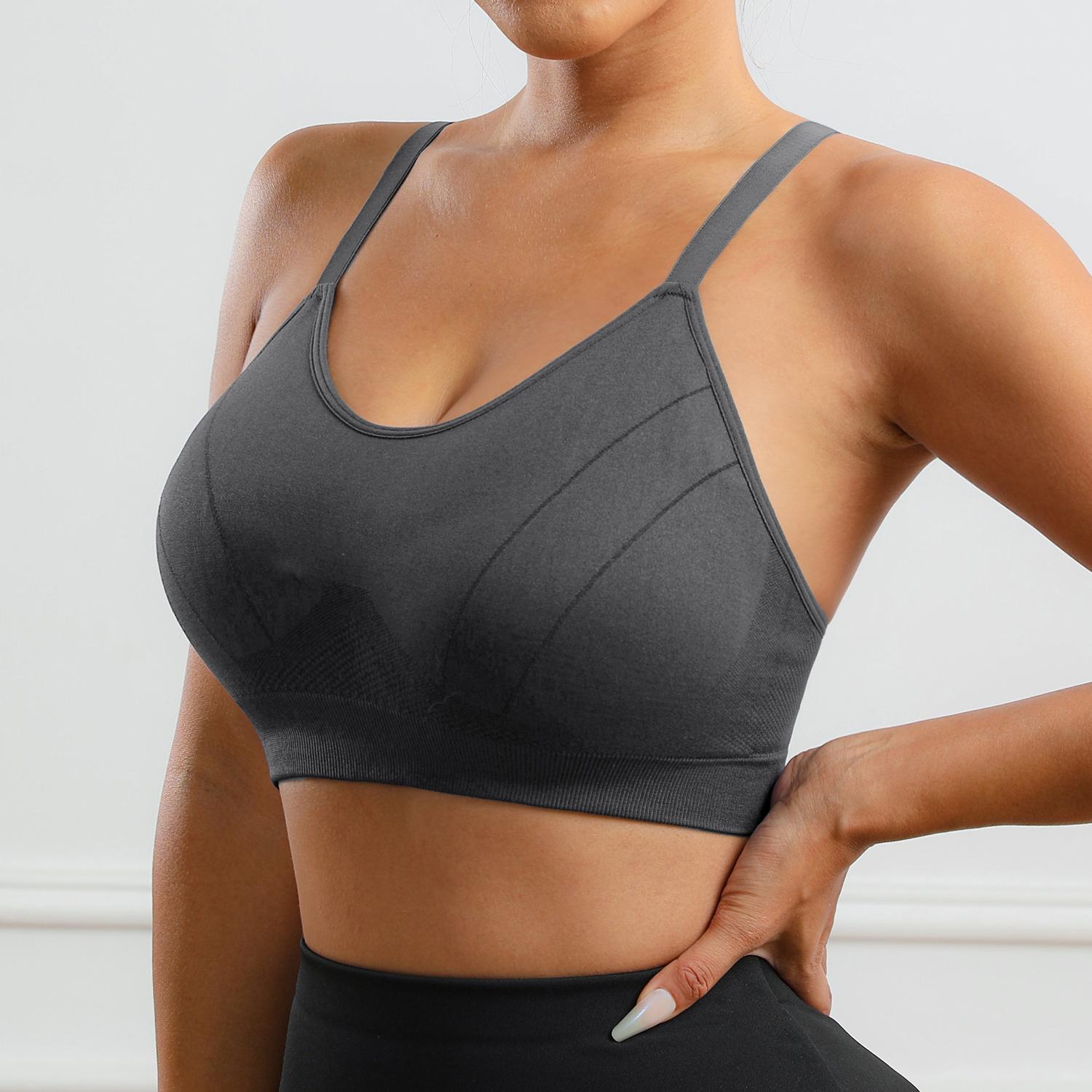 

Жіночий дихаючий спортивний бюстгальтер. Спортивний топ із високою еластичністю. Фітнес-жилет. Бюстгальтер для йоги S сірий