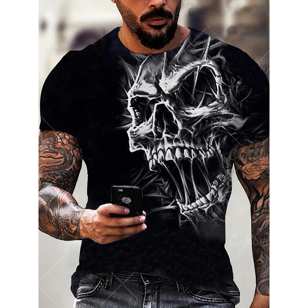 Summe Street Herren T-Shirt Totenkopf Print Herren T-Shirt Lässiges Kurzarm Oberteil Outdoor Sport Mode Herren Kinder Kinder T-Shirt Kleidung
