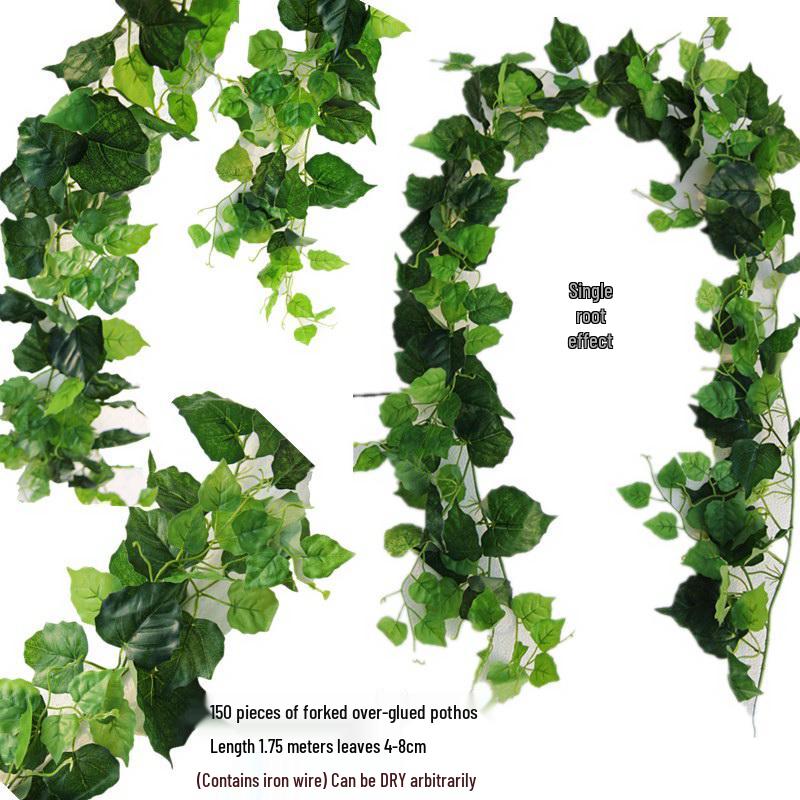 Large Grape Leaf Vine Decoration - Fake Fruit String for Wall, Ceiling, or Pipe with Green Tree Leaves