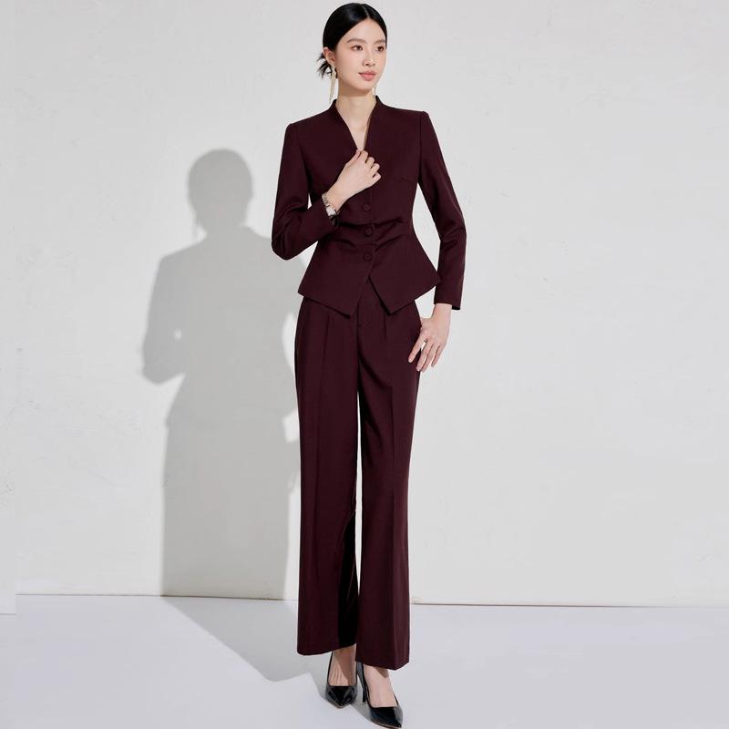 Aishangchen Women's Red Classic High-End Suit Set for Autumn/Winter Commute and Workwear