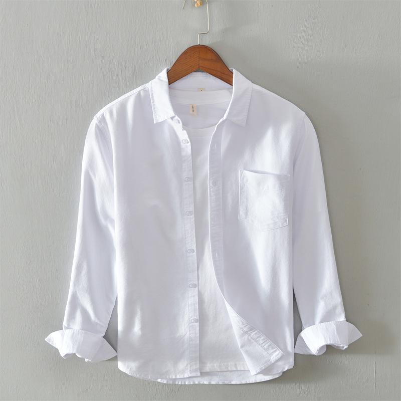 

Spring Pink Shirts for Men Autumn Casual Slim Fit Oxford Long Sleeve Shirt Men s Vintage Button Down Shirt Clothes XS белый