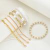 7 Stück/Set Elegantes Boho Perlenarmband-Set für Damen Vintage Einfache Goldfarbe Imitation Perle Herzarmbänder Dating Schmuck