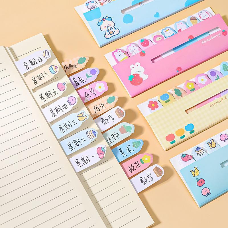 Adorable Animal Reusable Sticky Notes - Tearable Cartoon Index Stickers for Students