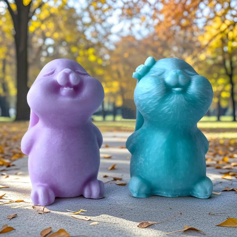 DIY Cartoon Animal Kitten Rabbit Bear Silicone Mold Handmade Aroma Candle Plaster Ornament Mould Soap Epoxy Resin Gypsum Molds