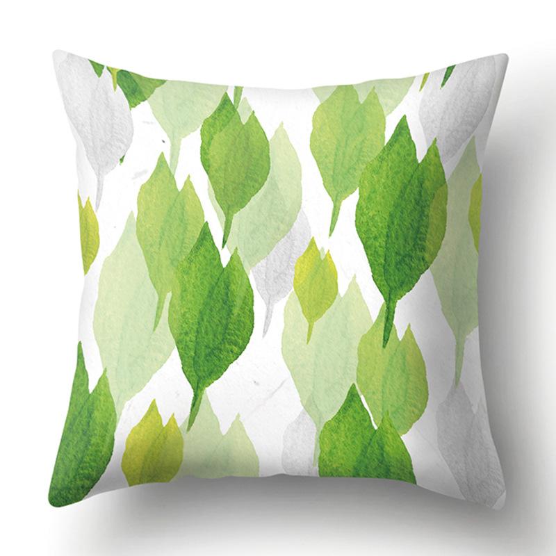 Polyester Pillowcase Green Tree Leaf Pillowcase Home Soft Furnishing Car Cushion Cover