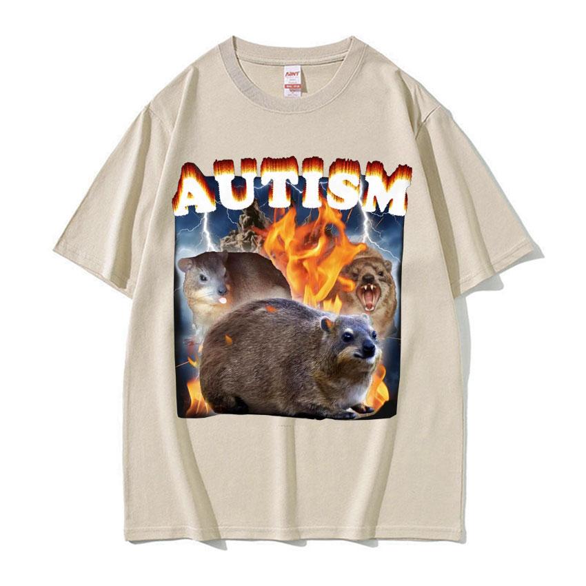 

Autism Funny Hyrax Meme Tee Shirt Men s Clothing Hip Hop Fashion Vintage T-shirt Unisex High Quality Short Sleeve T Shirt Summer 4XL