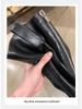 Introducing: Quick-Delivery Mom-Style Grape Boots – Wrinkled Horsehide, Round Toe, Thick Sole, Chunky Heel, Slimming Mid-Calf Knight Boots for Women.