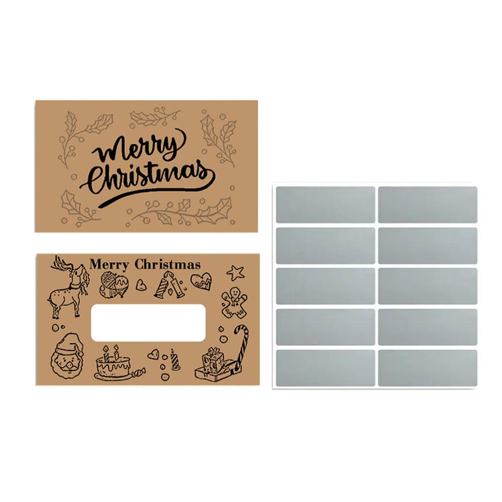 10pcs Christmas Scratch Cards Set DIY Gift Vouchers with Santa Claus & Tree Designs Party Favors DIY Games Supplies Gift Voucher