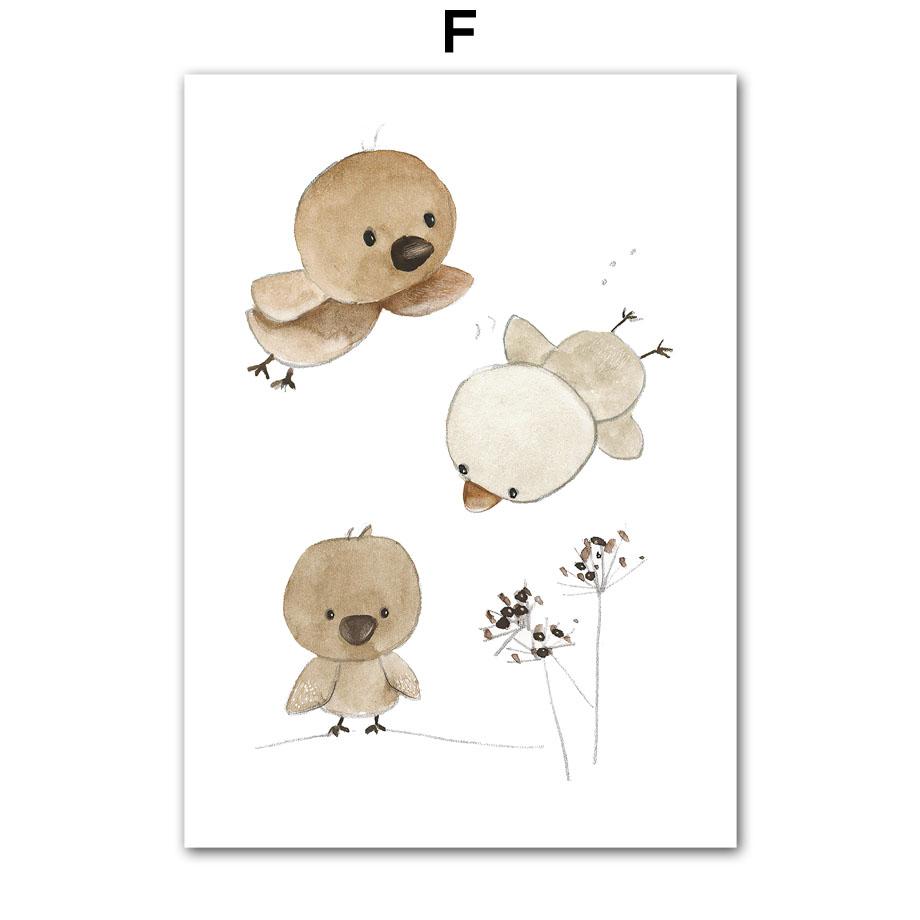 Bear Elephant Kangaroo Rabbit Bird Snail Wall Art Canvas Painting Nordic Posters And Prints Animal Wall Pictures Kids Room Decor