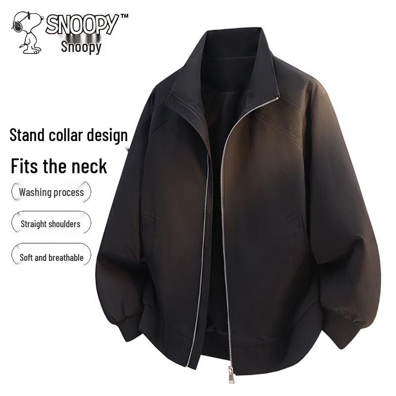 

Snoopy Men s Casual Stand Collar Jacket L