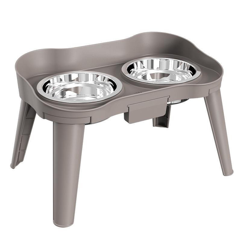 Stainless Steel Pet Bowl Dual Use Food And Water Dish for Dogs And Cats Dog Bowl with Cat Bowl Features Pet Supplies M серый