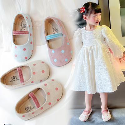 Girls Flat Shoes Slip-on Polka Dot Sweet Kids Moccasins Candy Color Ins Trend 2025 New Girls Leather Shoes Round Toes Soft Sole