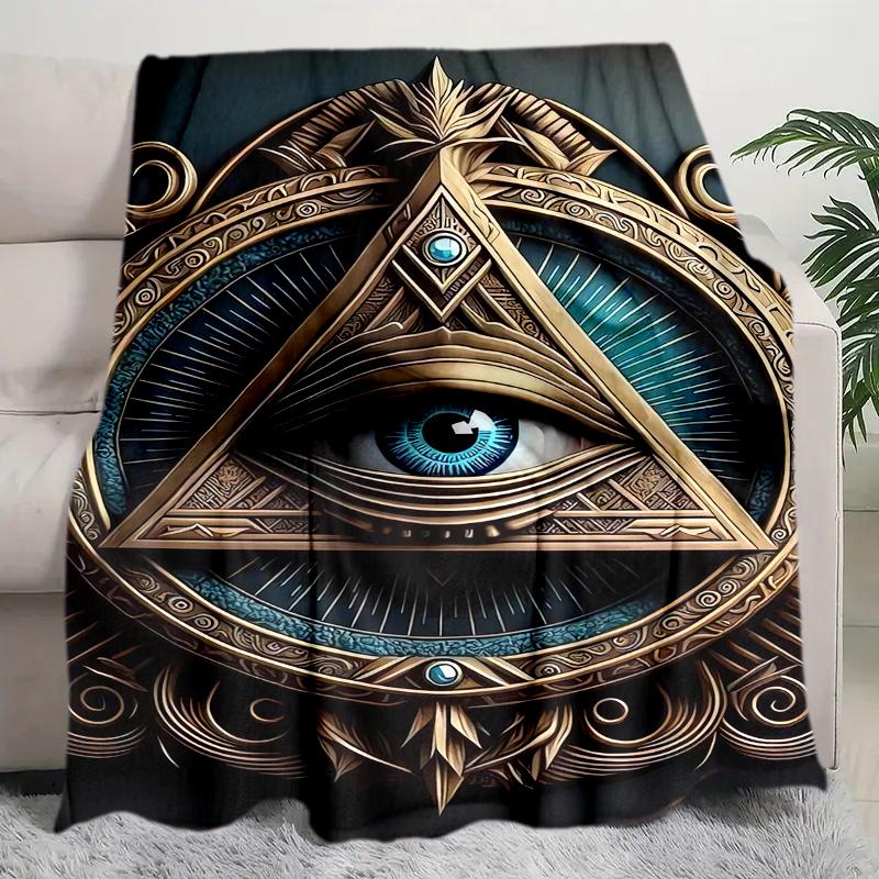 1PC All-Seeing Eye theme printed blanket, all season lightweight home office outdoor nap multifunctional blanket A9