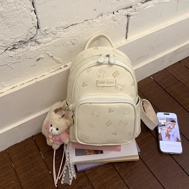 Fresh and Cute Cat Print Double-shoulder Bag for Women, Stylish and Fashionable for Daily Use.