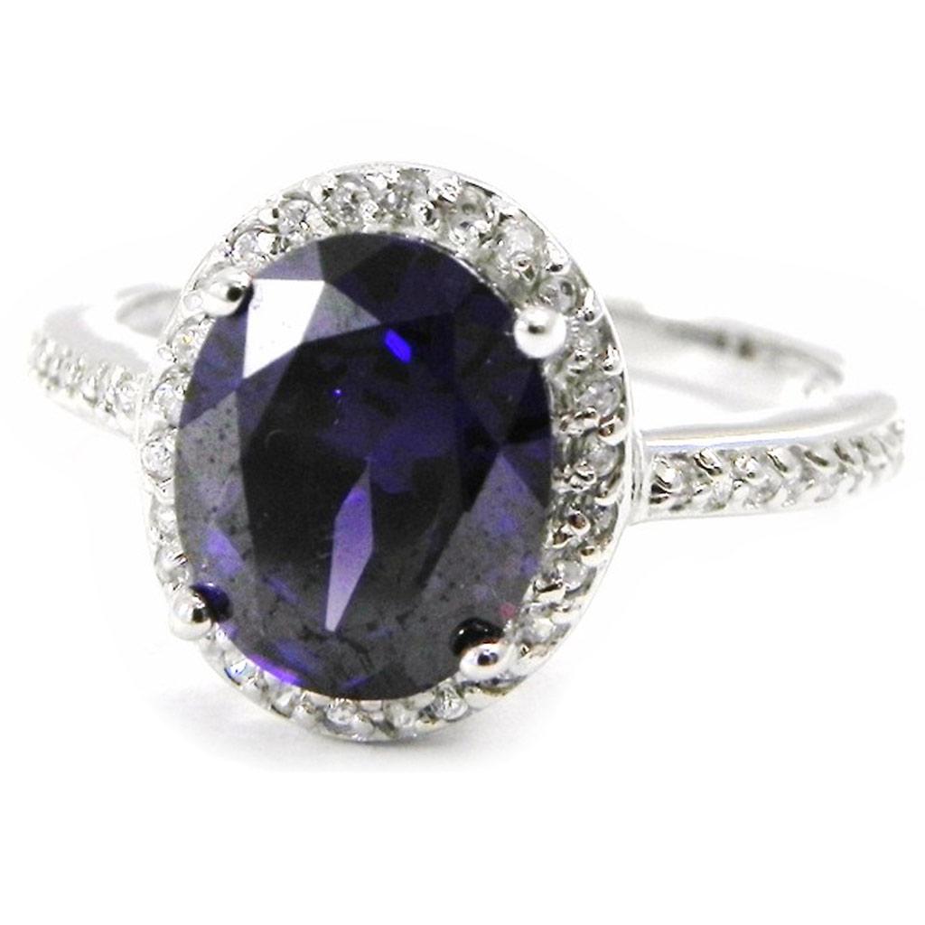 

Серебряное кольцо Celestina аметист белое серебро (родий) - 12х10 мм