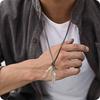 Used [Richapex] Leather Necklace Feather Antique Vintage Silver Cross Cross Genuine Leather Strap Accessory Plate Engraved Men's Women's Wing Wing