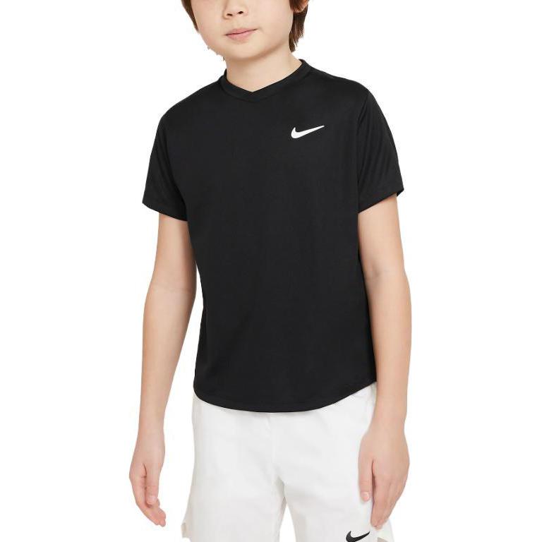Nike Court Dri-FIT Victory Solid Logo Short Sleeve T-Shirt Kids Tops Black CV7565-010