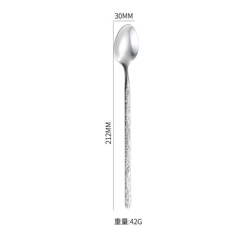Bright 201 Stainless Steel Embossed Stone Knives, Forks and Spoons Supplies Western Tableware Set Steak Knives, Forks and Ice Spoons