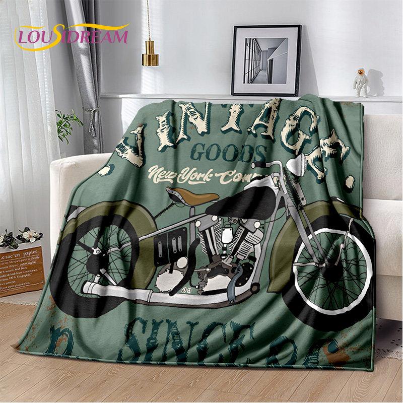 3D Retro Vintage Motorcycle Soft Plush Blanket,Flannel Blanket Throw Blanket for Living Room Bedroom Cover Beds Sofa Picnic